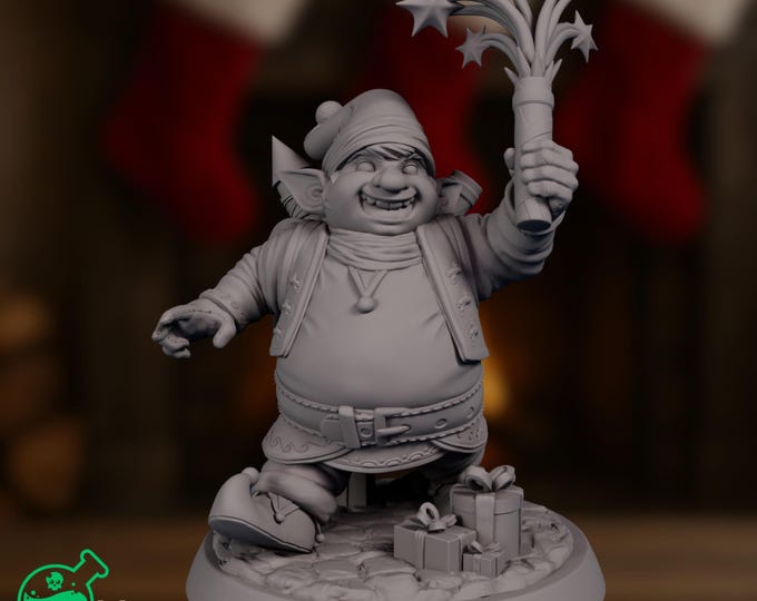 North Pole Christmas Elf Mini | Cheerful Holiday Elf with Sparkler | By TPK Labs