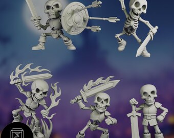 Skeleton Fighter Mini Set | Armored skeletal Warriors | Undead Enemy Horde | By Nafarrate