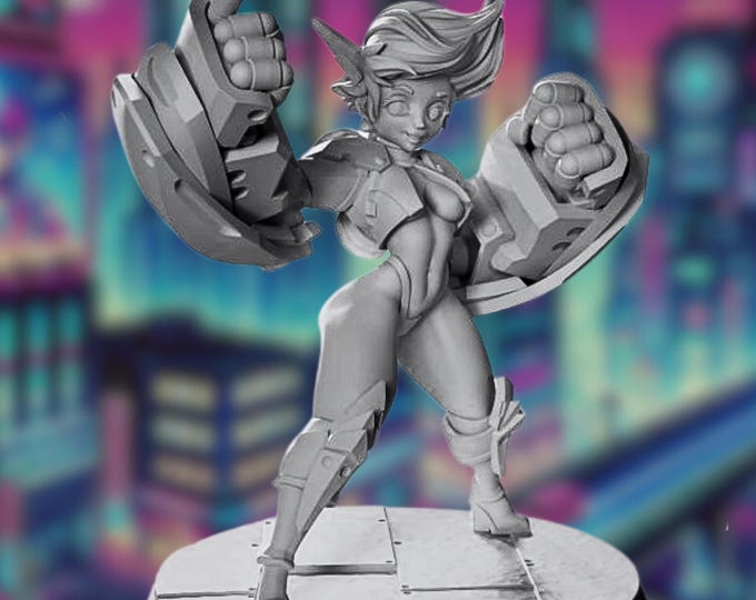 Mega Brawler Girl NSFW/SFW Mini | Video Game-Inspired Sci-Fi Miniature | 32mm-75mm Scales | Gaz Minis