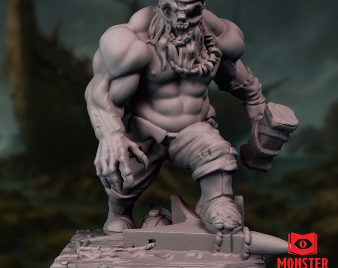 Pirate Zombie Blacksmith Miniature | Nautical Horror Resin Figurine by Monster Atlas