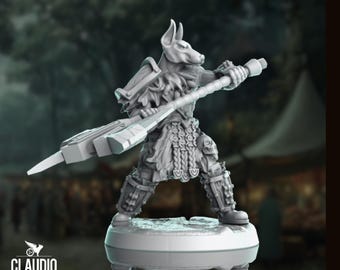 Dogfolk Barbarian Mini | Canine Fighter with Two-Handed Axe | By Claudio Casini