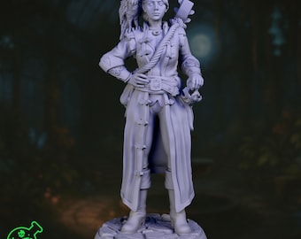 Female Bard Mini | College of Lore or Valor Miniature | Musician Adventurer with Lute & Raven | By TPK Lab