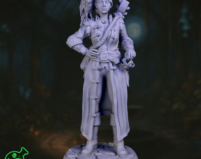 Female Bard Mini | College of Lore or Valor Miniature | Musician Adventurer with Lute & Raven | By TPK Lab