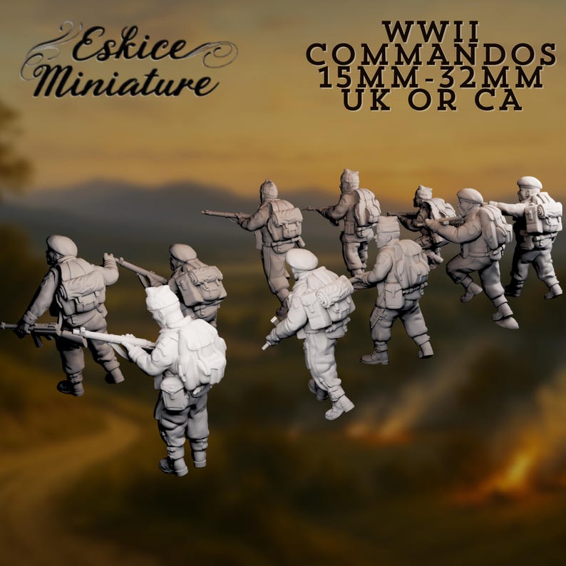 WWII UK or CA Commandos | Infantry Miniatures | 15mm-32mm Resin Models ...