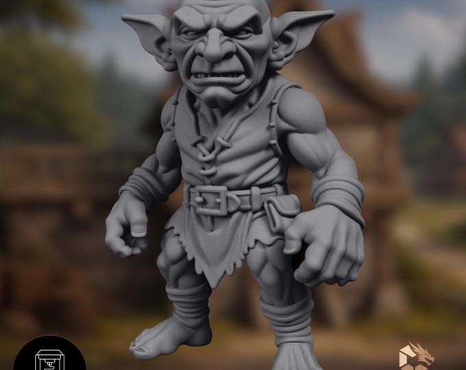 Goblin Brawler Mini | Goblin Fighter Miniature | Tavern Thug NPC | Nafarrate Designs