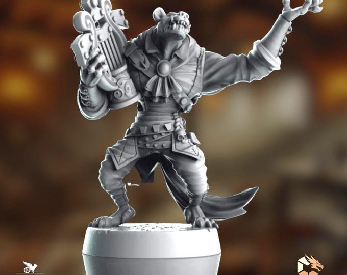 Gnoll Bard Mini | College of Lore Bard Miniature | Hyena Model | by Claudio Casini