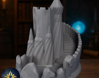 Elven Spire Dice Tower | Spiral Castle Dice Roller | Fantasy Tabletop Accessory | By Black Blossom Games