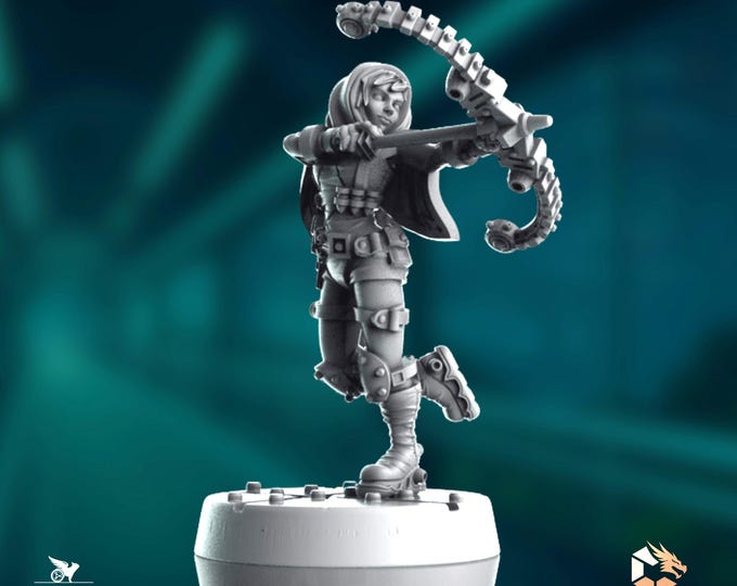 Sci-Fi Bounty Hunter Mini | Space Rogue Miniature | Futuristic Tracker with Energy Whip | Claudio Casini