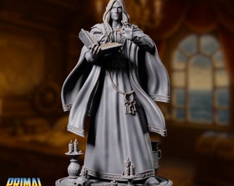 Elf Wizard Mini | Long-Haired Elven Noble Casting with Tome |  By Primal Collectibles