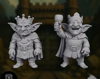 Goblin Kings Mini Set | Royal Goblin Miniature | Crowned Court Ruler NPC | By Nafarrate
