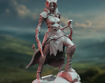 Tiefling Ranger Miniature: Infernal Archer with Bow - DM Stash