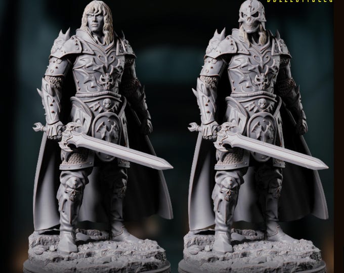 Dual Identity Paladin Miniature: Heavy Armor Fighter with Mask Option