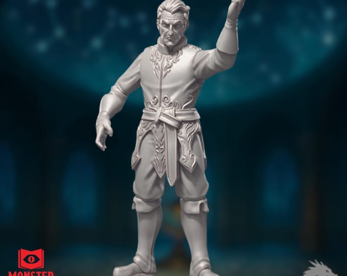 Human Warlock Mini | College of Whispers Bard Miniature | By Monster Atlas
