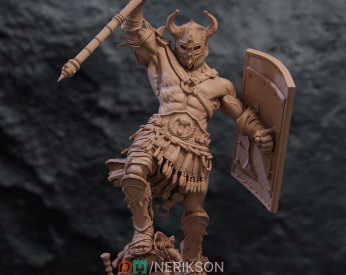 Roman Gladiator Brute Model Kit | Fantasy Arena Fighter with Spear & Shield | Resin Display Statue 75mm / 140mm | By Nerikson