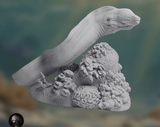 Swimming Moray Eel Sculpture | Paintable Resin Coral Reef Display | By Animal Den Miniatures