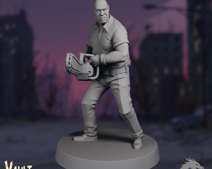 Chainsaw Survivor Mini | Apocalypse Fighter Miniature | Chainsaw Wielder | by VaultZ
