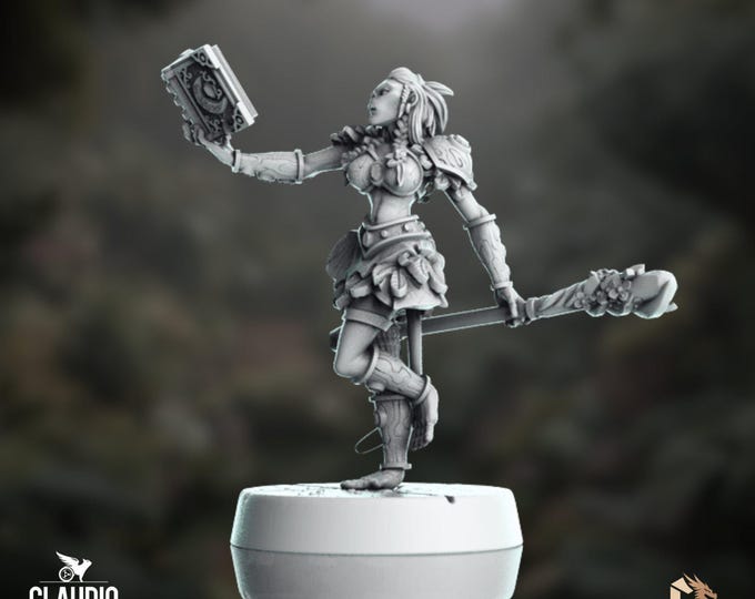 Ape Wizard Mini | Spellbook Warrior Miniature | 28mm–40mm Resin Fantasy Figure | By Claudio Casini