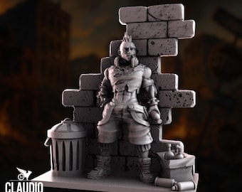 Cyberpunk Street Rebel Miniature | Sci-Fi Outlaw Miniature | Post-Apocalyptic Punk Mini | Urban Sci-Fi NPC | By Claudio Casini Arts