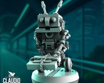 Futuristic Delivery Robot Mini | Cyberpunk Battle Bot |  Automaton Sidekick | By Claudio Casini Art