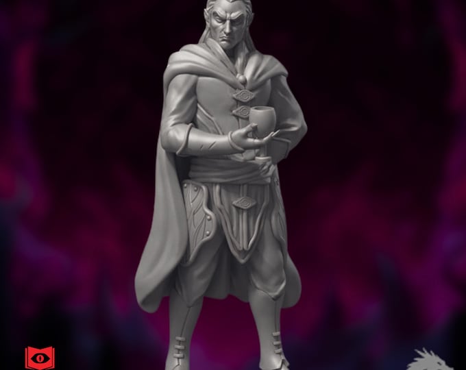 Vampire Noble Mini | Elf Aristocrat Miniature | Undead Courtier NPC or Villain | By Monster Atlas