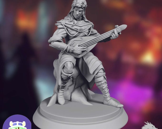 Elven Bard Mini | Storyteller Musician | Lute-Playing Adventurer | By Tenda Orc