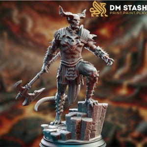 Hornad Demonherre Miniatyr | Pansarfiende med Stridsyxa | DM Stash