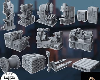 Factory Floor Terrain Set | Modern Industrial Scatter Scenery | Tiny Furniture