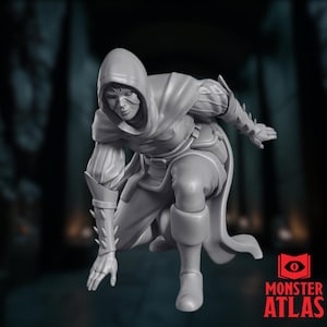 Assassin Viper Mini | Masked Rogue Miniature | Stealth Killer in Crouched Pose | By Monster Atlas