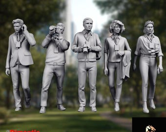 Modern Men and Women Mini | Walking Figure Set | City Scene Diorama Miniatures | by 3Dimontis