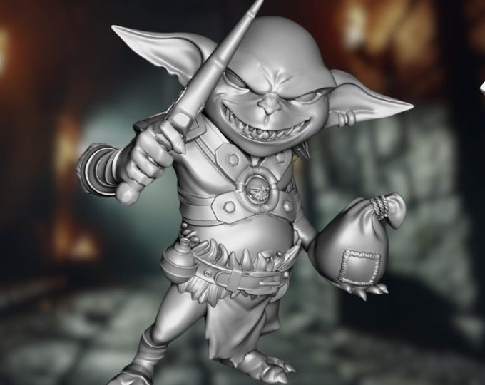 Grinning Goblin Thief Mini | Mischievous Goblin Trickster with Dagger Miniature for Tabletop Battles | By Primal Collectibles