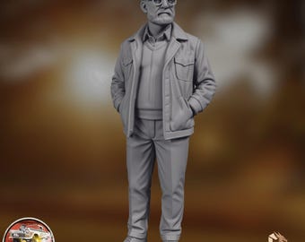 Modern Old Bearded Man Mini | Elderly Civilian Miniature | 32mm–75mm Resin RPG Diorama Scale Model | By DoubleGDiecast