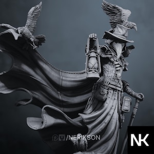 Kit de resina de Doctor de la Peste / Figura de médico gótico con linterna y bastón / Miniatura de 75 mm o 140 mm de Nerikson
