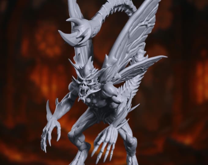 Bone Demon Horror Mini | Winged Abyssal Fiend Monster Miniature for TTRPG Encounters | By Monster Atlas