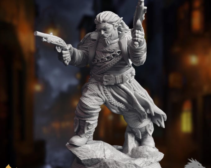 Dwarf Gunslinger Mini | Dwarven Outlaw or City Watch Miniature | By DM Stash