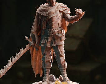 Flameblade Warlock Mini | Male Human Paladan with Infernal Flame Sword Miniature | By DM Stash