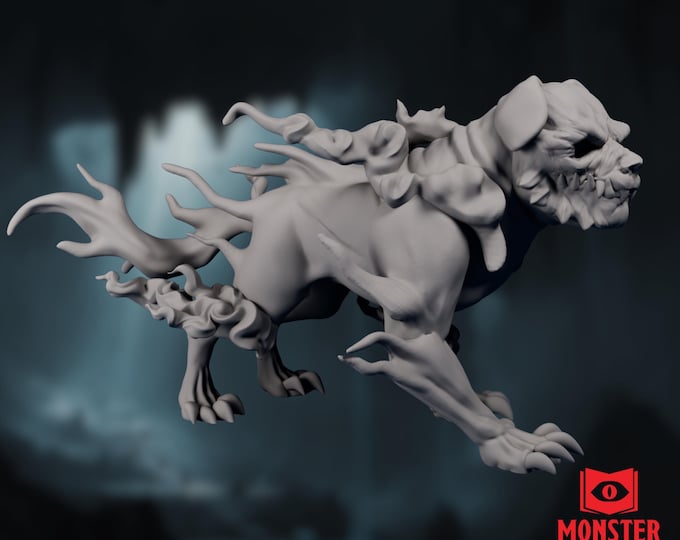 Shadow Hound Miniature | Shadow Mastiff Monster | Nightmare Demonic Dog with Smoke Effects | By Monster Atlas