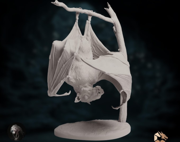 Hammer-Headed Bat Miniature | Wildlife Display Sculpture | Detailed Resin Bat for Painting