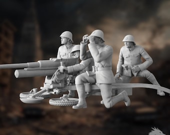 WWII Dutch Artillery Crew Miniatures | Field Gun Team | World War II Figures | By 3Dimontis