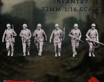 WW2 American Infantry Mini Set | US Army Soldiers Miniatures | By 3Dimontis