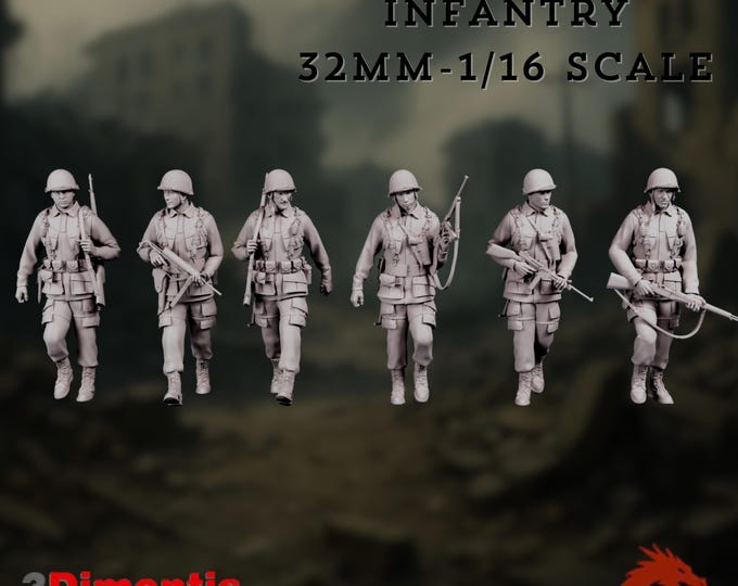 WW2 American Infantry Mini Set | US Army Soldiers Miniatures | By 3Dimontis
