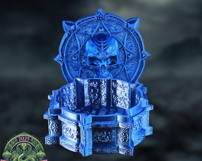 Skull Dice Box | Gothic Fantasy Trinket Holder, PLA 3D Printed