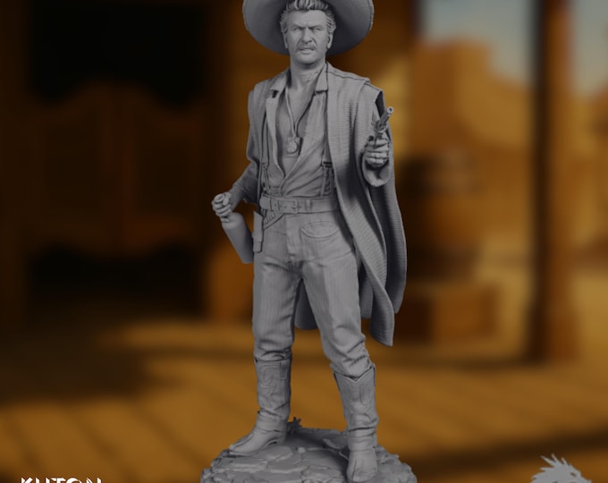 Western Gunslinger Display Miniature | Outlaw Art Sculpture | 1:10 Scale Painter Centerpiece | By Kuton