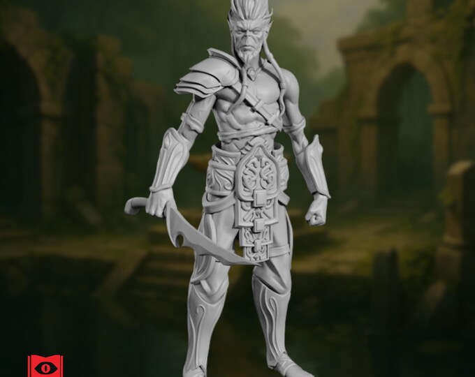 Gith Champion Fighter Mini | Planeswalker Psionic Duelist Miniature for 5e Roleplaying Games | By Monster Atlas