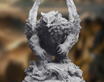 Woodland Monster Mini | Bear Owl Hybrid Creature Miniature | By DM Stash