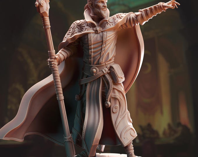 Human Wizard Miniature for Roleplaying Games – Mage, Sorcerer, or Arcane NPC – Tabletop RPG Figure by DM Stash