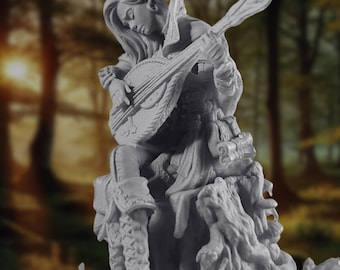 Female Bard Mini | Female Elven Lore Bard with Lute Miniature | By Nerikson