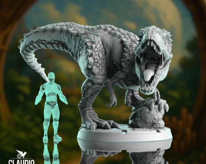 T-Rex Dinosaur Miniature | 32mm Large Scale Carnivorous Beast Mini | Jungle Encounter Monster by Claudio Casini