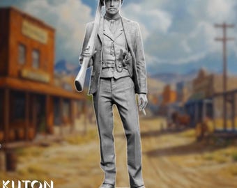 Resin Cowboy Figurine | 1:10 Scale Western Gunslinger Model Kit | By Kuton