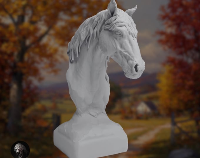 Mustang Horse Bust | Paintable Resin Wild Stallion Display | By Animal Den Miniatures