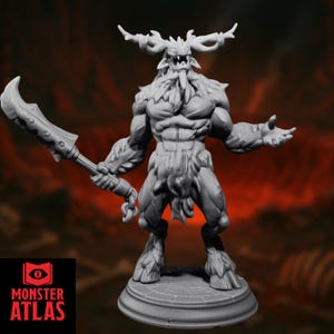 Demon Baphomet Miniature | LARGE Great Abyssal Axe-Wielding Horned Demon Mini for Tabletop Games | by Monster Atlas